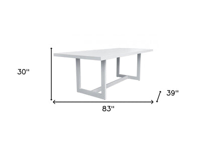83" White Metal Outdoor Dining Table - FurniFindUSA