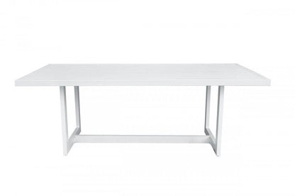 83" White Metal Outdoor Dining Table - FurniFindUSA