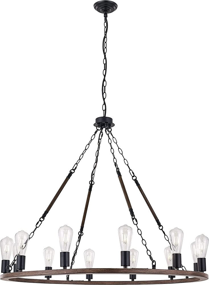 Brown And Black Candle Style Twelve Light Metal Dimmable Chandelier — view 1