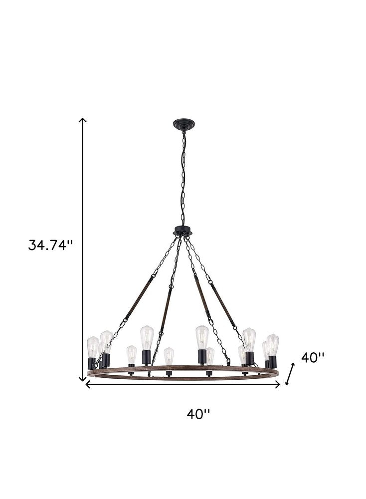 Brown And Black Candle Style Twelve Light Metal Dimmable Chandelier — view 6