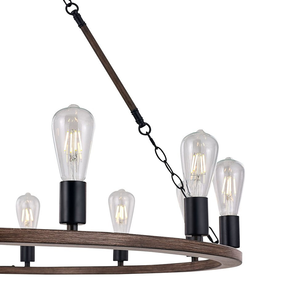 Brown And Black Candle Style Twelve Light Metal Dimmable Chandelier — view 5