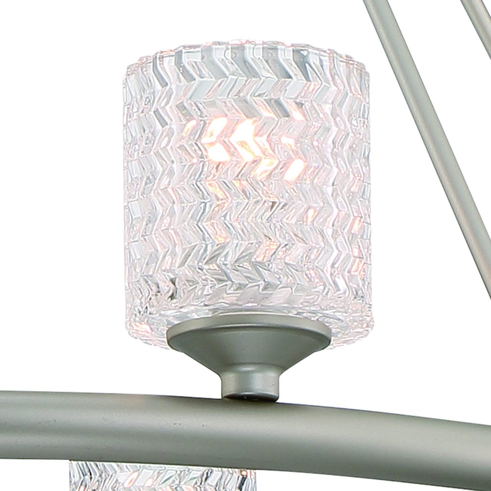 Silver Shaded Ten Light Metal Dimmable Chandelier With White Shades — view 6