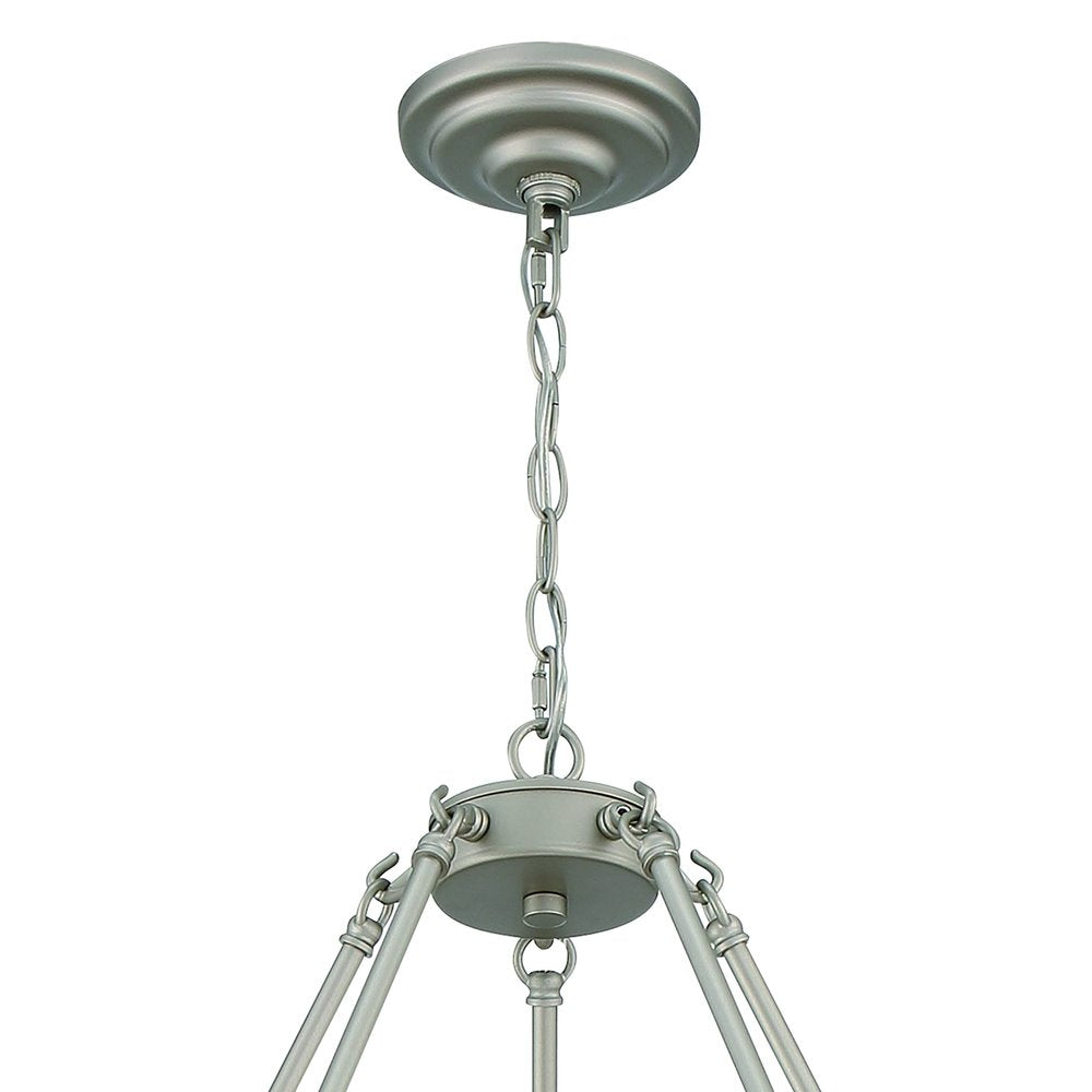 Silver Shaded Ten Light Metal Dimmable Chandelier With White Shades — view 4