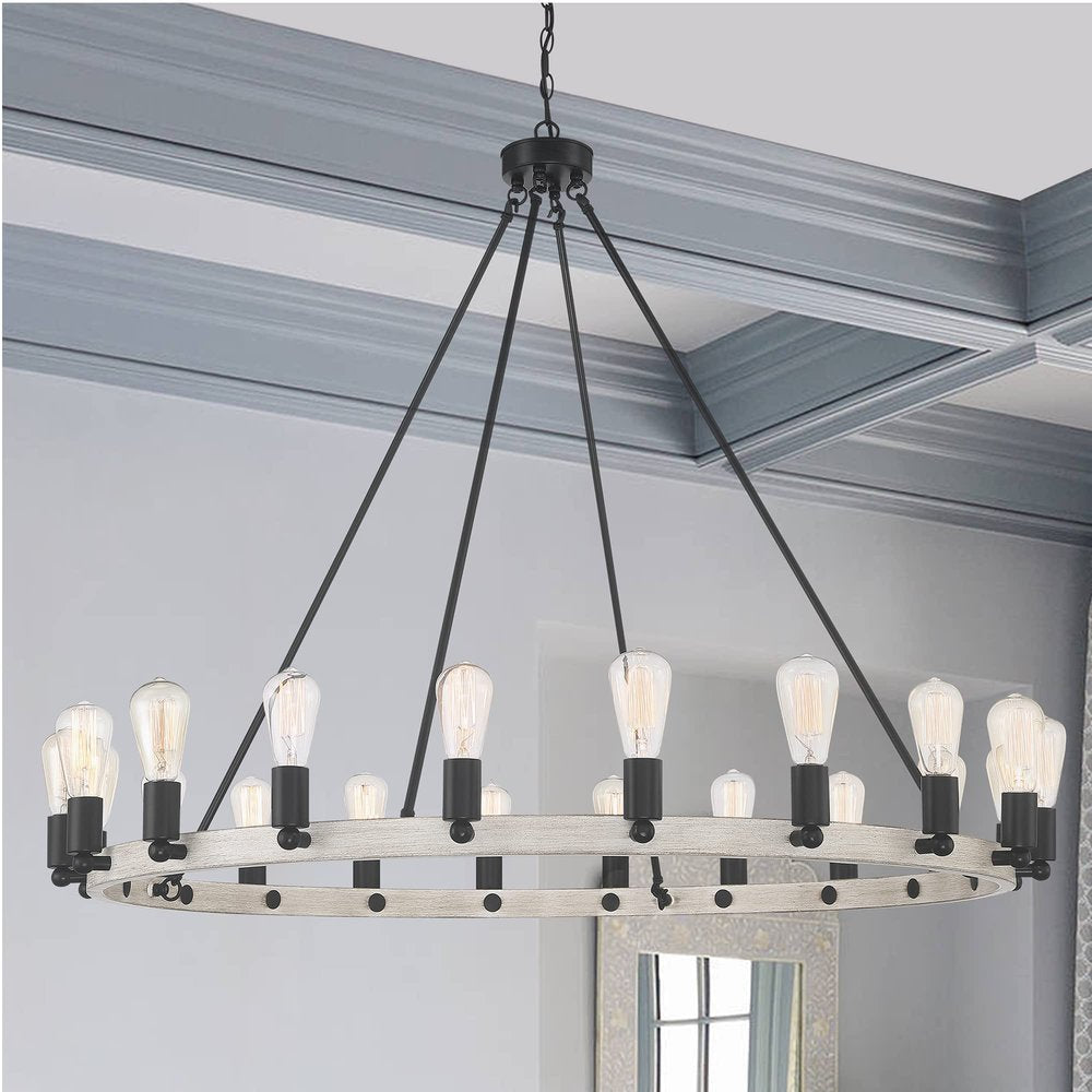 Black And Gray Candle Style Multi Light Metal Dimmable Chandelier — view 2