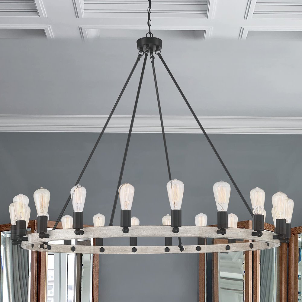 Black And Gray Candle Style Multi Light Metal Dimmable Chandelier — view 3