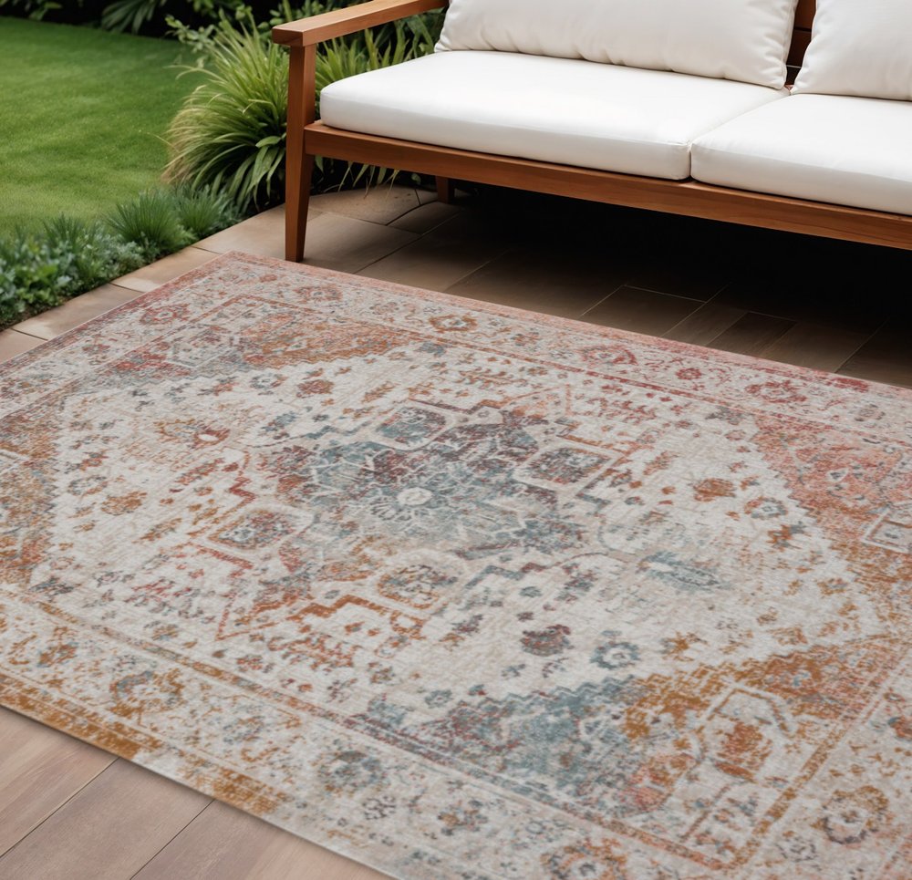 8' X 10' Beige Indoor Outdoor Area Rug HomeRoots