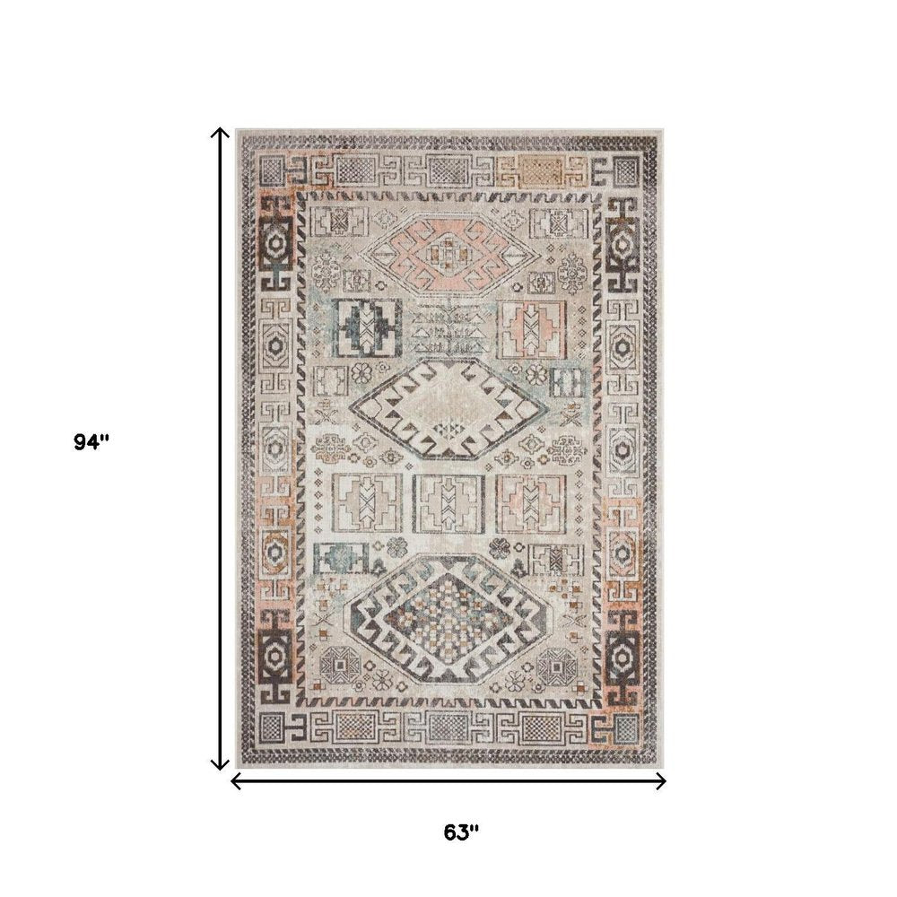 5' X 8' Cream Indoor Outdoor Area Rug — view 9