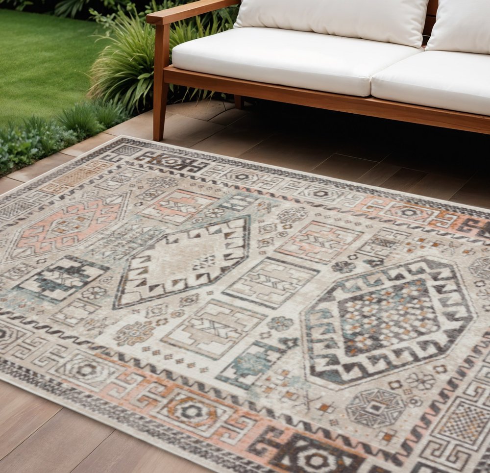 8' X 10' Cream Indoor Outdoor Area Rug HomeRoots