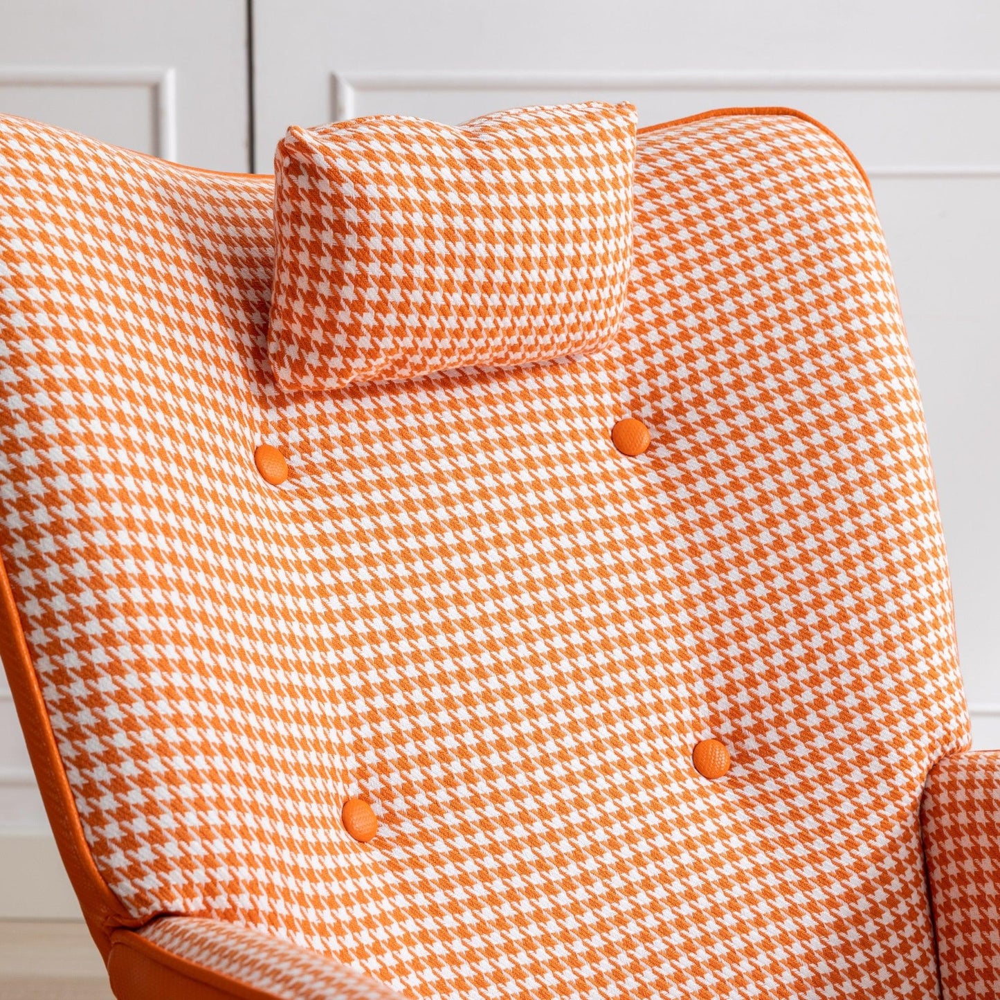 35.5 inch Rocking Chair Soft Houndstooth Fabric Leather Fabric Rocking Chair for Nursery (orange) - FurniFindUSA