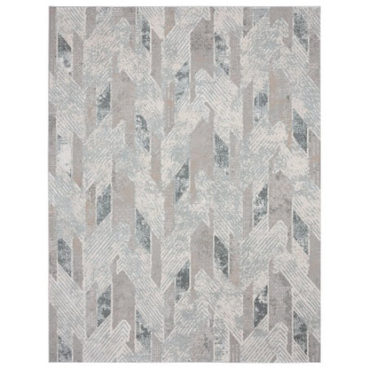 2' X 3' Gray Blue And Cream Geometric Distressed Stain Resistant Area Rug - 48.0" (L) x 72.0" (W) x 0.28" (H)