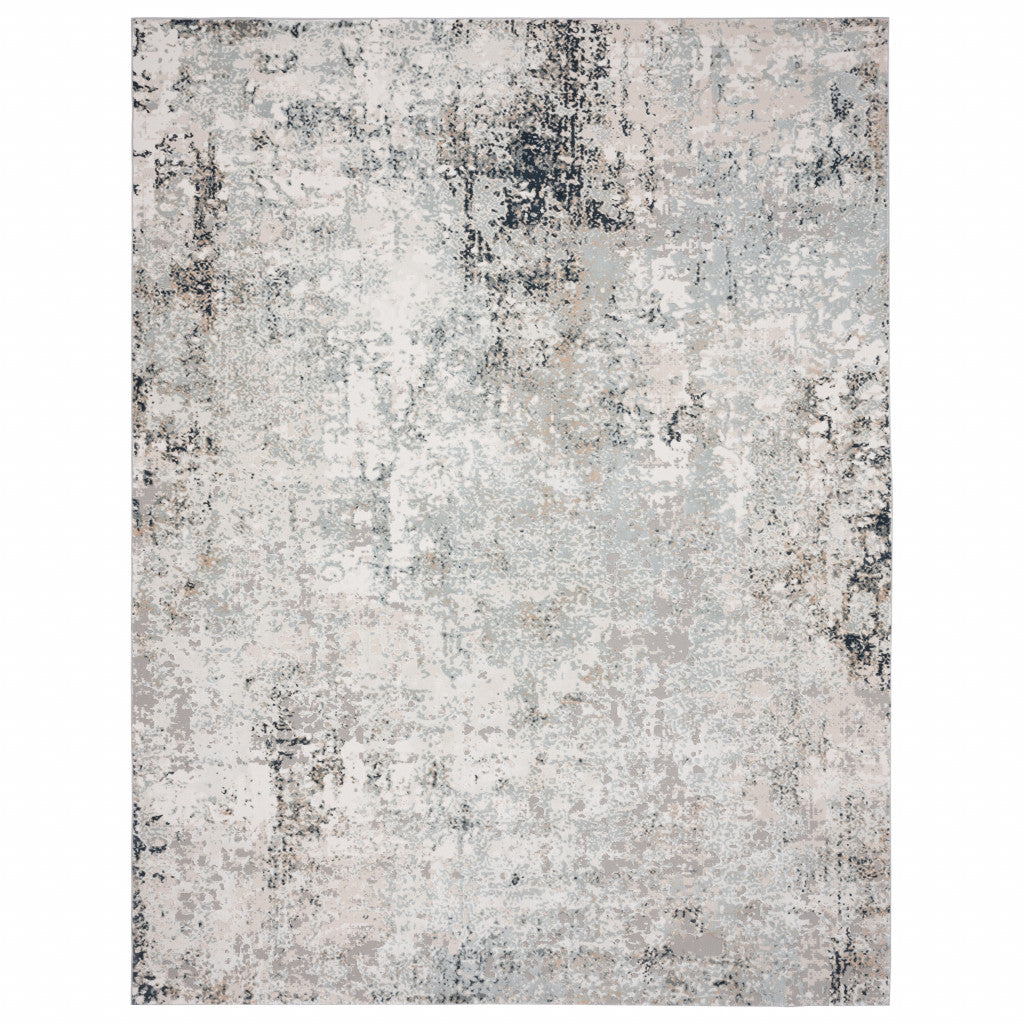 2' X 3' Gray Cream And Taupe Abstract Distressed Stain Resistant Area Rug - 45.0" (L) x 69.0" (W) x 1.0" (H)