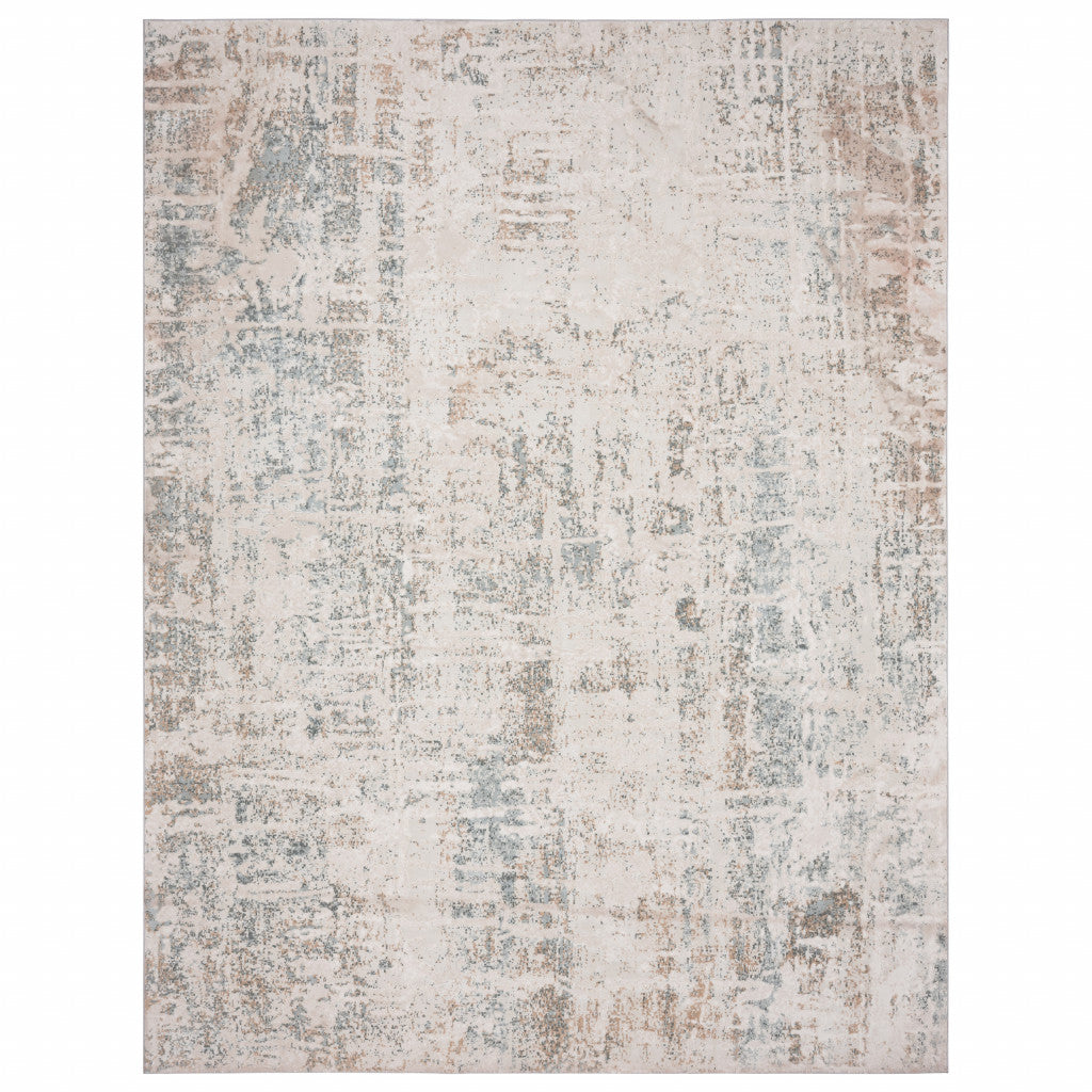 2' X 3' Gray Blue Taupe And Cream Abstract Distressed Stain Resistant Area Rug - 48.0" (L) x 72.0" (W) x 1.0" (H)