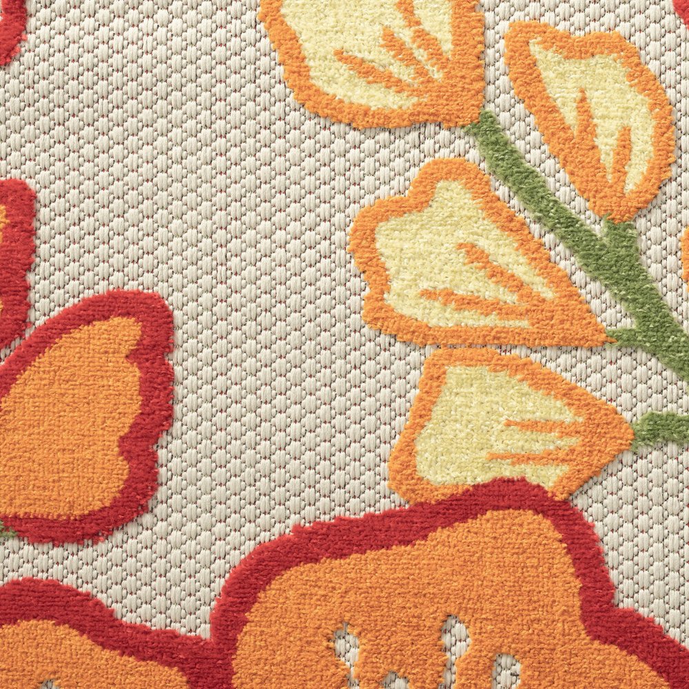 5' X 8' Orange And Ivory Handmade Indoor Outdoor Area Rug HomeRoots