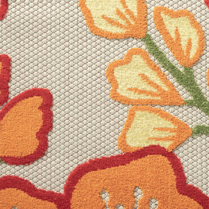 5' X 8' Orange And Ivory Handmade Indoor Outdoor Area Rug HomeRoots