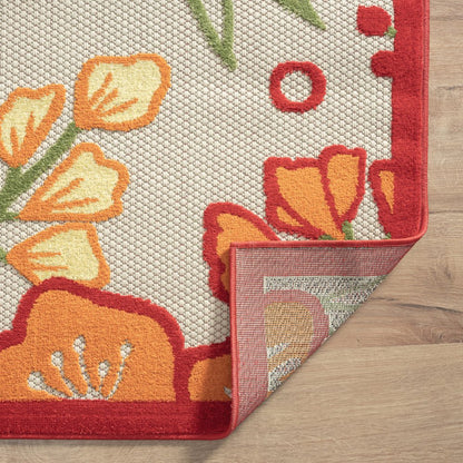 5' X 8' Orange And Ivory Handmade Indoor Outdoor Area Rug HomeRoots