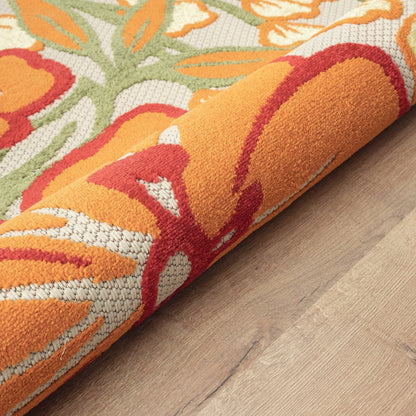 5' X 8' Orange And Ivory Handmade Indoor Outdoor Area Rug HomeRoots