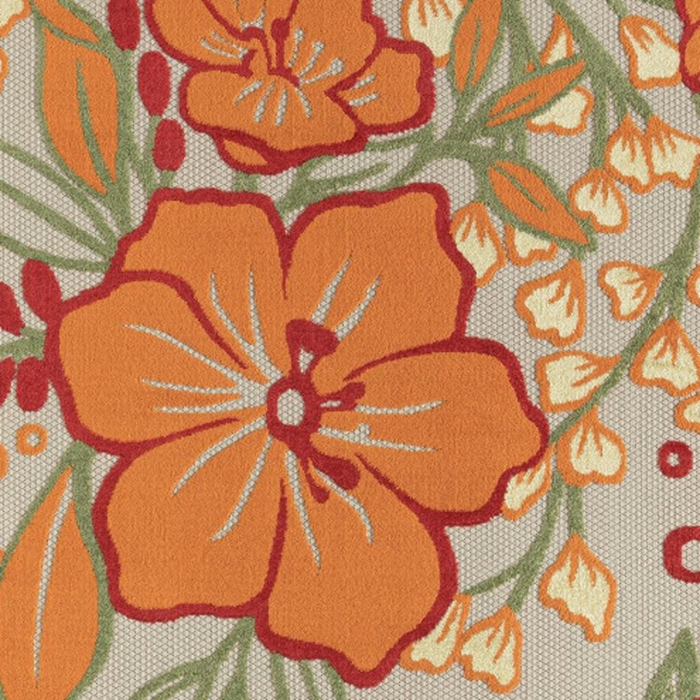 8' X 10' Orange And Ivory Indoor Outdoor Area Rug HomeRoots