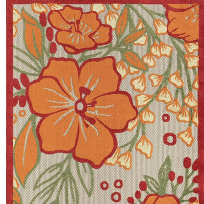 8' X 10' Orange And Ivory Indoor Outdoor Area Rug HomeRoots