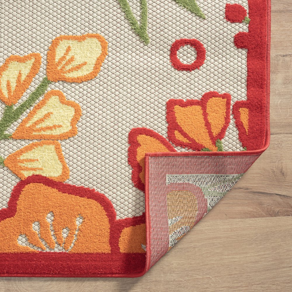8' X 10' Orange And Ivory Indoor Outdoor Area Rug HomeRoots