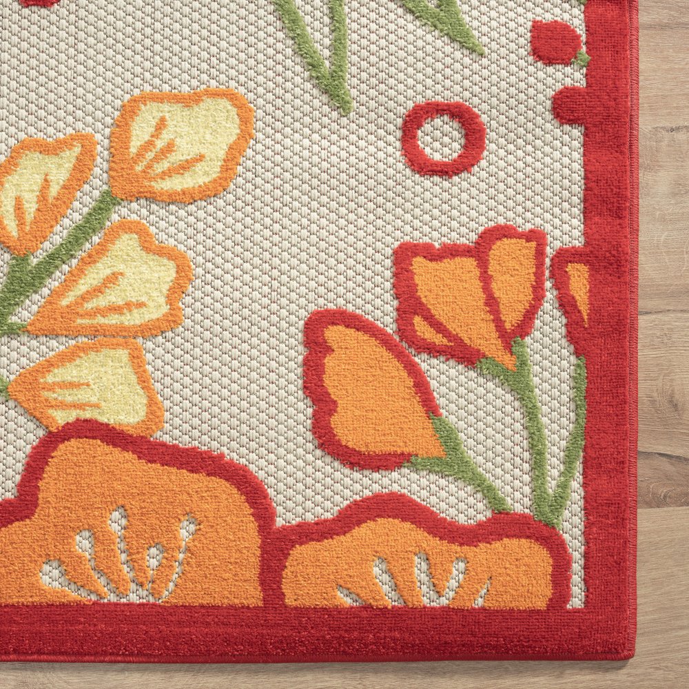 8' X 10' Orange And Ivory Indoor Outdoor Area Rug HomeRoots
