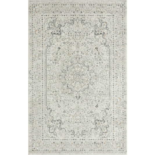 9' X 12' Ivory Gray And Taupe Floral Power Loom Stain Resistant Area Rug - 108.0" (H) x 144.0" (W) x 0.4" (D)