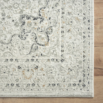 9' X 12' Ivory Gray And Taupe Floral Power Loom Stain Resistant Area Rug - 108.0" (H) x 144.0" (W) x 0.4" (D)