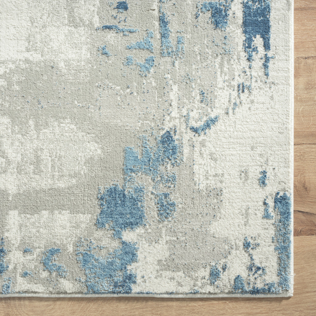 4' X 6' Ivory Gray And Blue Abstract Stain Resistant Area Rug - 48.0" (H) x 72.0" (W) x 0.4" (D)