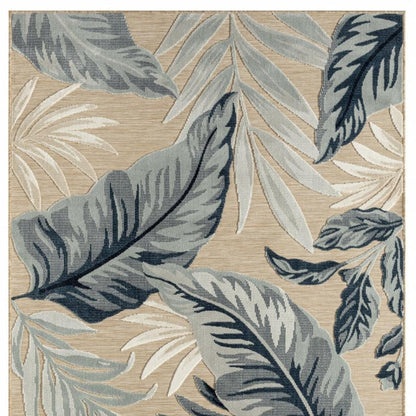 5' X 7' Blue And Beige Indoor Outdoor Area Rug HomeRoots