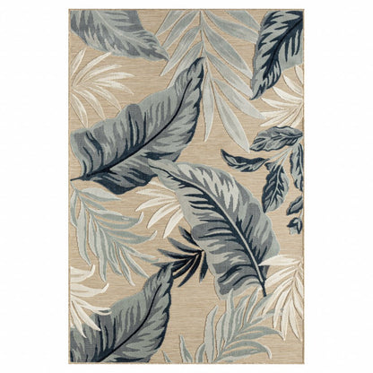 5' X 7' Blue And Beige Indoor Outdoor Area Rug HomeRoots