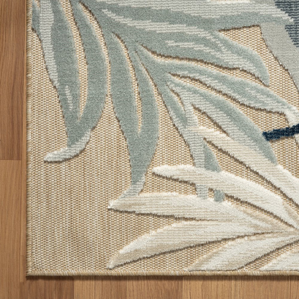 5' X 7' Blue And Beige Indoor Outdoor Area Rug HomeRoots