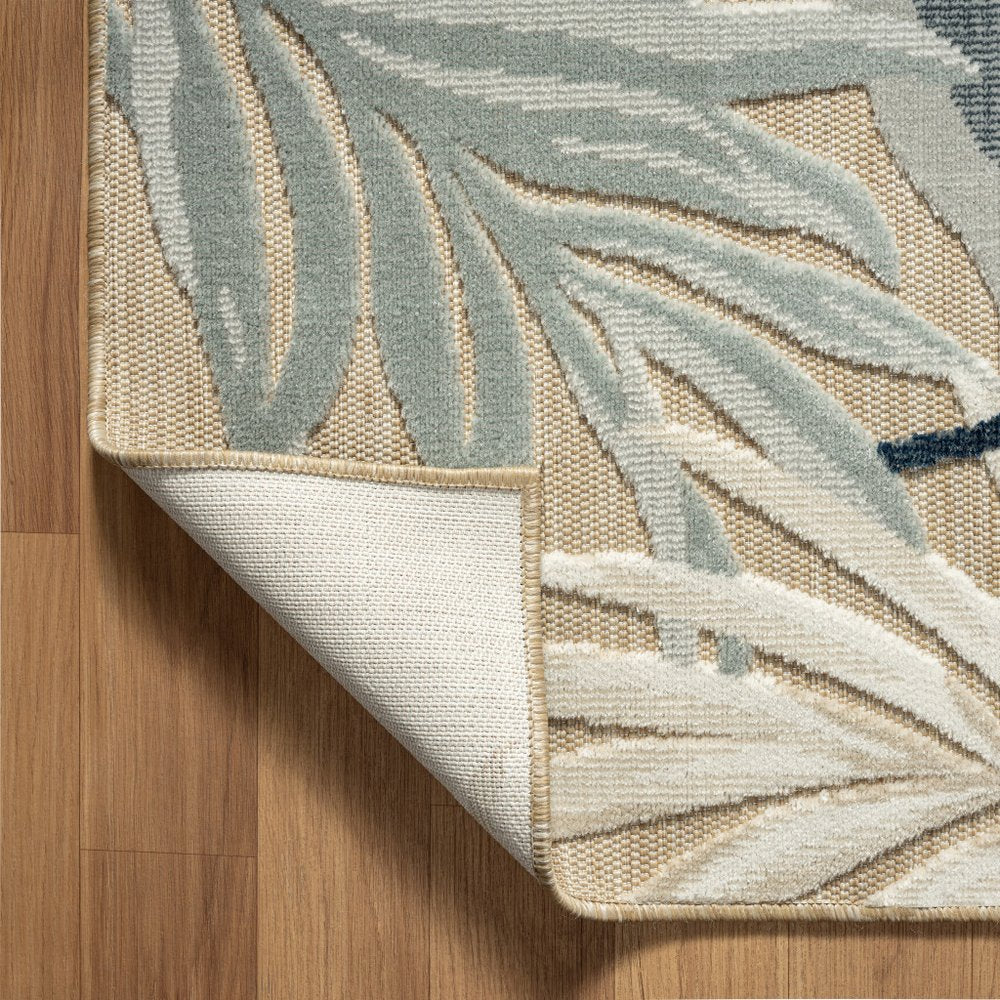 5' X 7' Blue And Beige Indoor Outdoor Area Rug HomeRoots