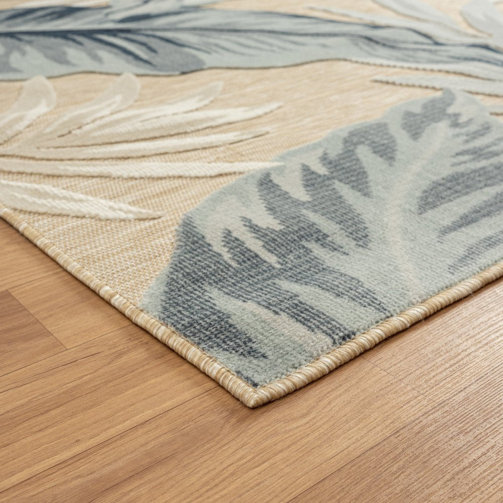 5' X 7' Blue And Beige Indoor Outdoor Area Rug — view 6