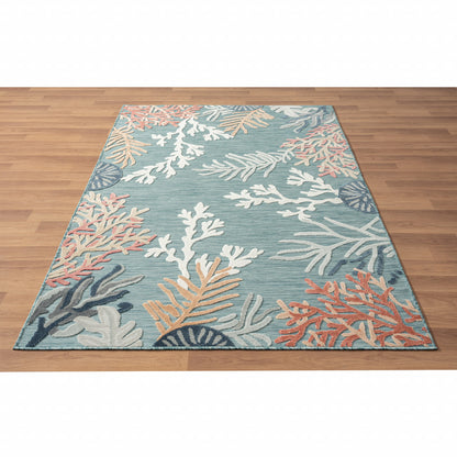 8' X 10' Blue And White Abstract Stain Resistant Indoor Outdoor Area Rug