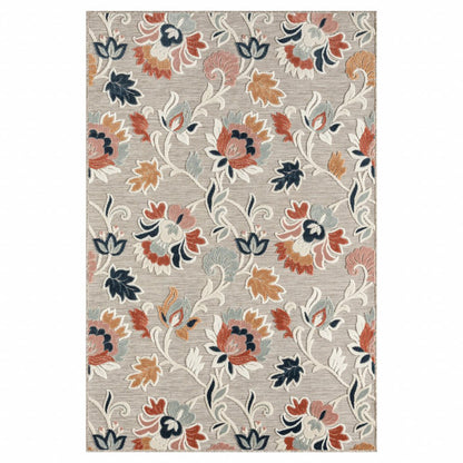 5' X 7' Blue And Gray Floral Stain Resistant Indoor Outdoor Area Rug HomeRoots