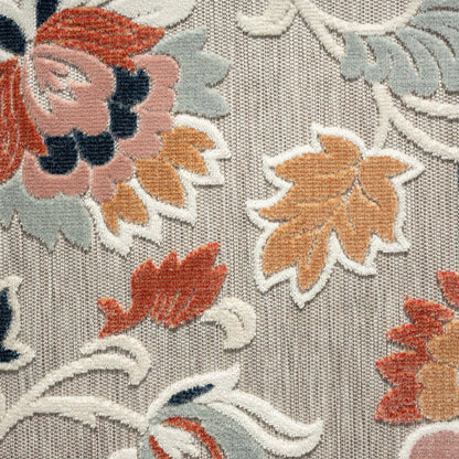 5' X 7' Blue And Gray Floral Stain Resistant Indoor Outdoor Area Rug HomeRoots