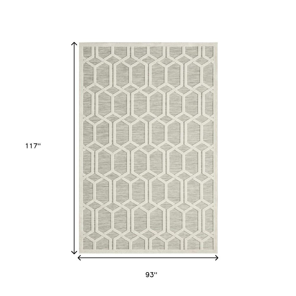 8' X 10' Gray And Ivory Indoor Outdoor Area Rug HomeRoots