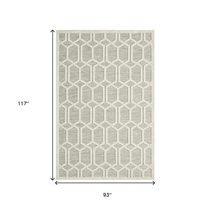 8' X 10' Gray And Ivory Indoor Outdoor Area Rug