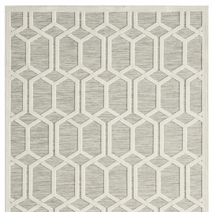 8' X 10' Gray And Ivory Indoor Outdoor Area Rug HomeRoots