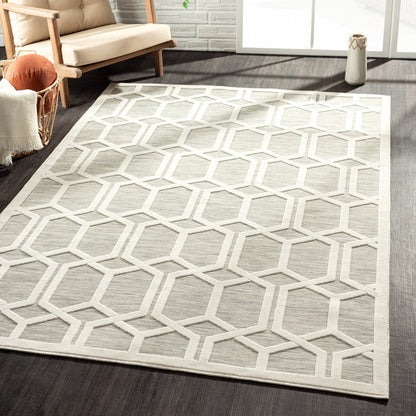 8' X 10' Gray And Ivory Indoor Outdoor Area Rug HomeRoots