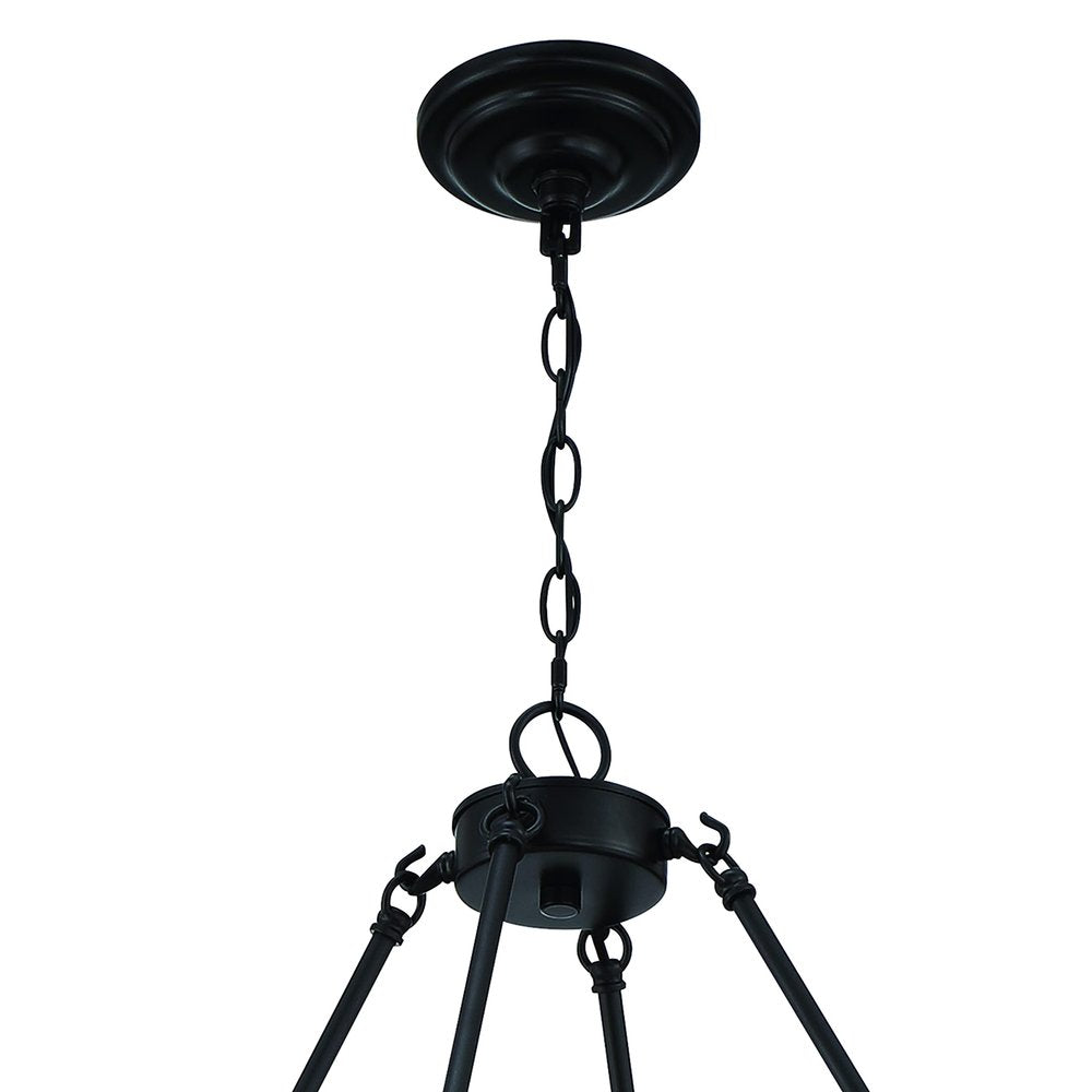 Black Candle Style Twelve Light Metal Dimmable Chandelier With White Shades — view 3