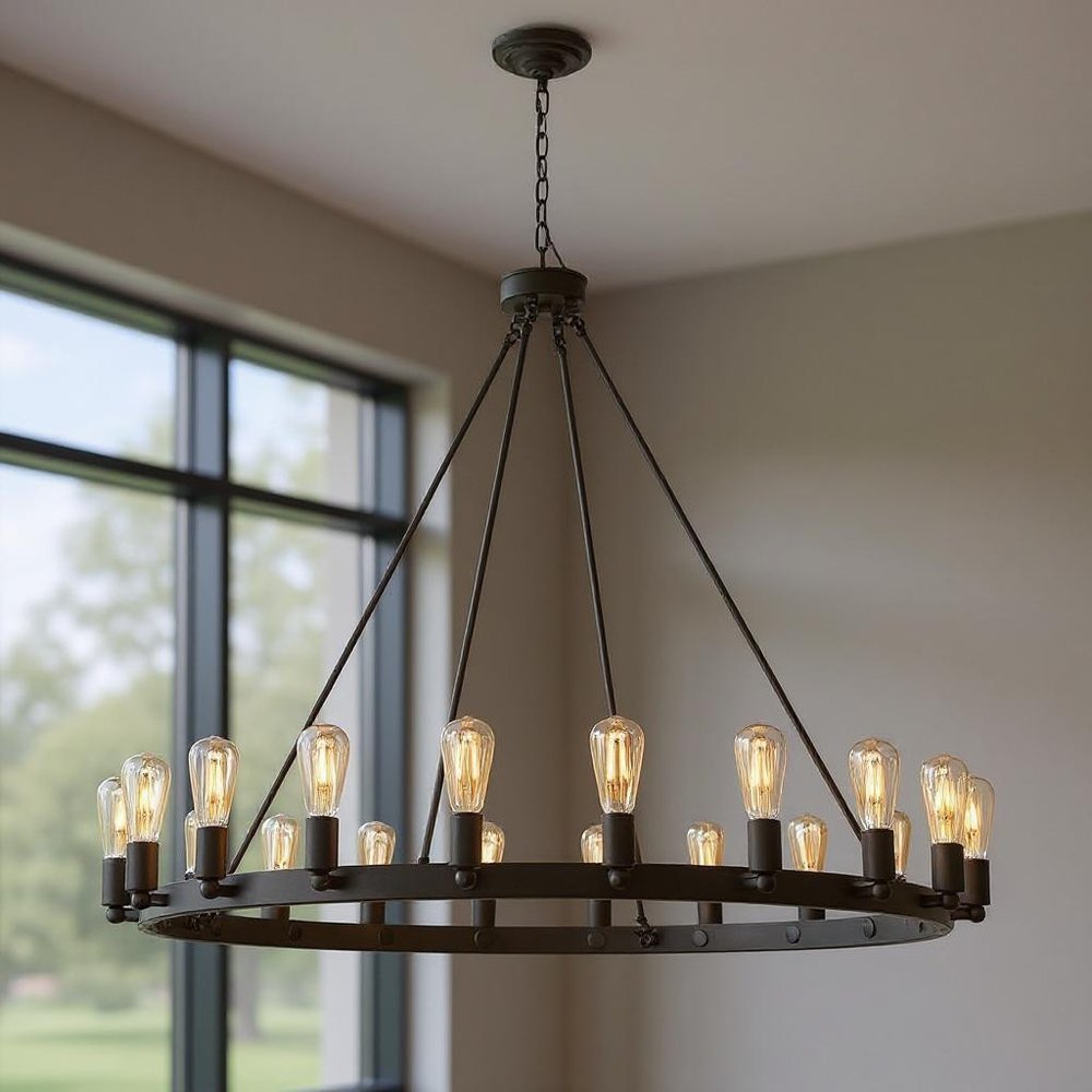 Bronze Candle Style Multi Light Metal Dimmable Chandelier — view 6