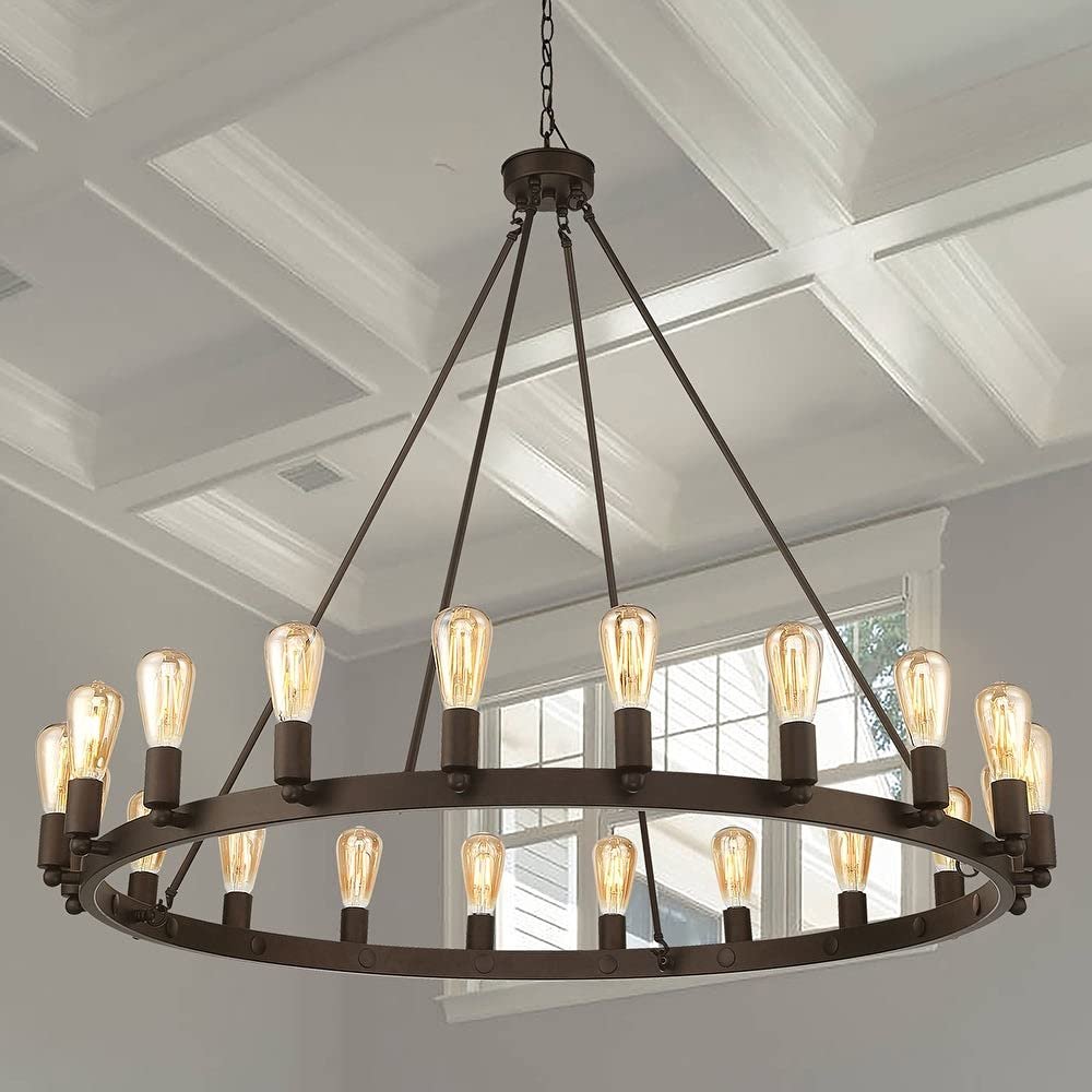Bronze Candle Style Multi Light Metal Dimmable Chandelier — view 2