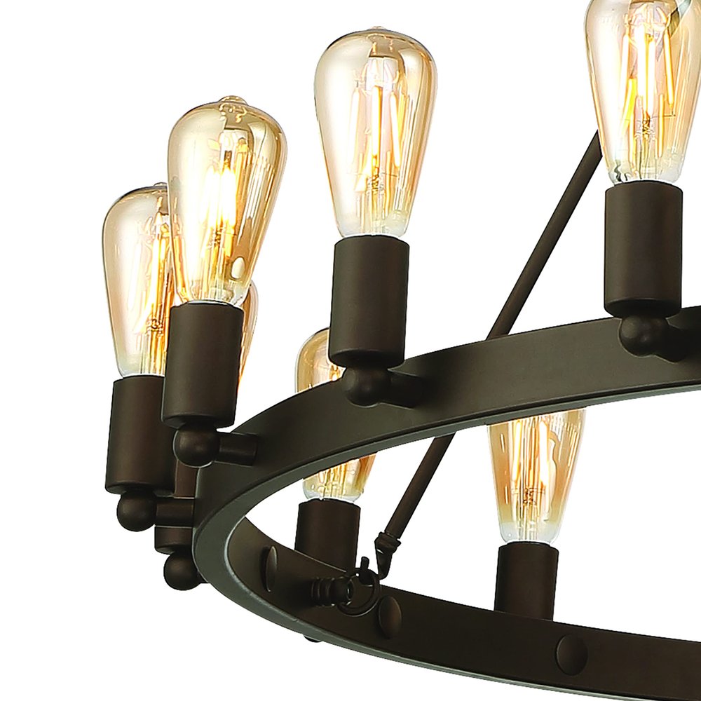 Bronze Candle Style Multi Light Metal Dimmable Chandelier — view 4