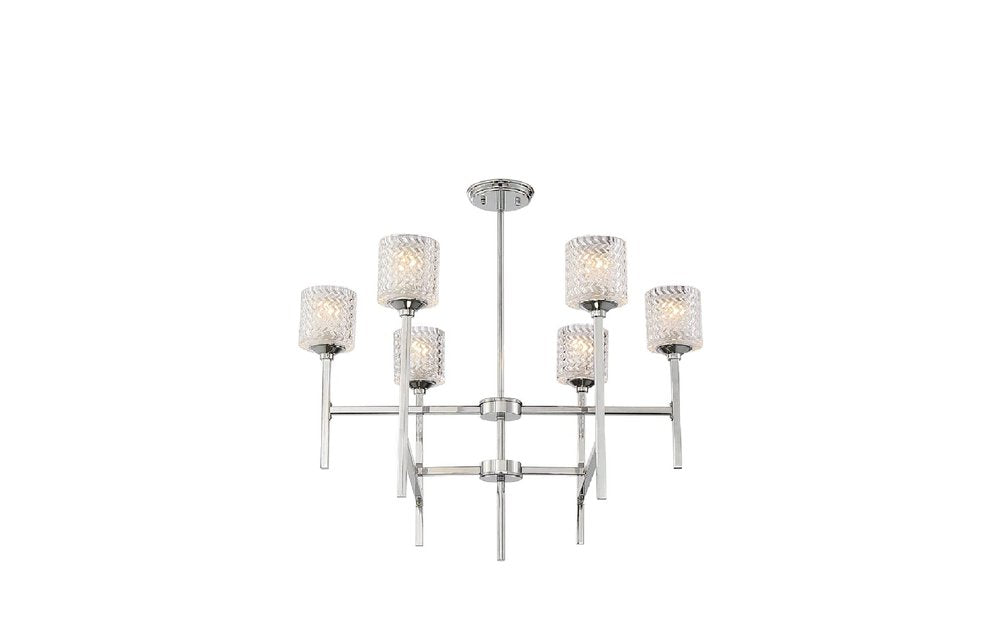 Silver Candle Style Six Light Metal Dimmable Chandelier With Clear Shades — view 4