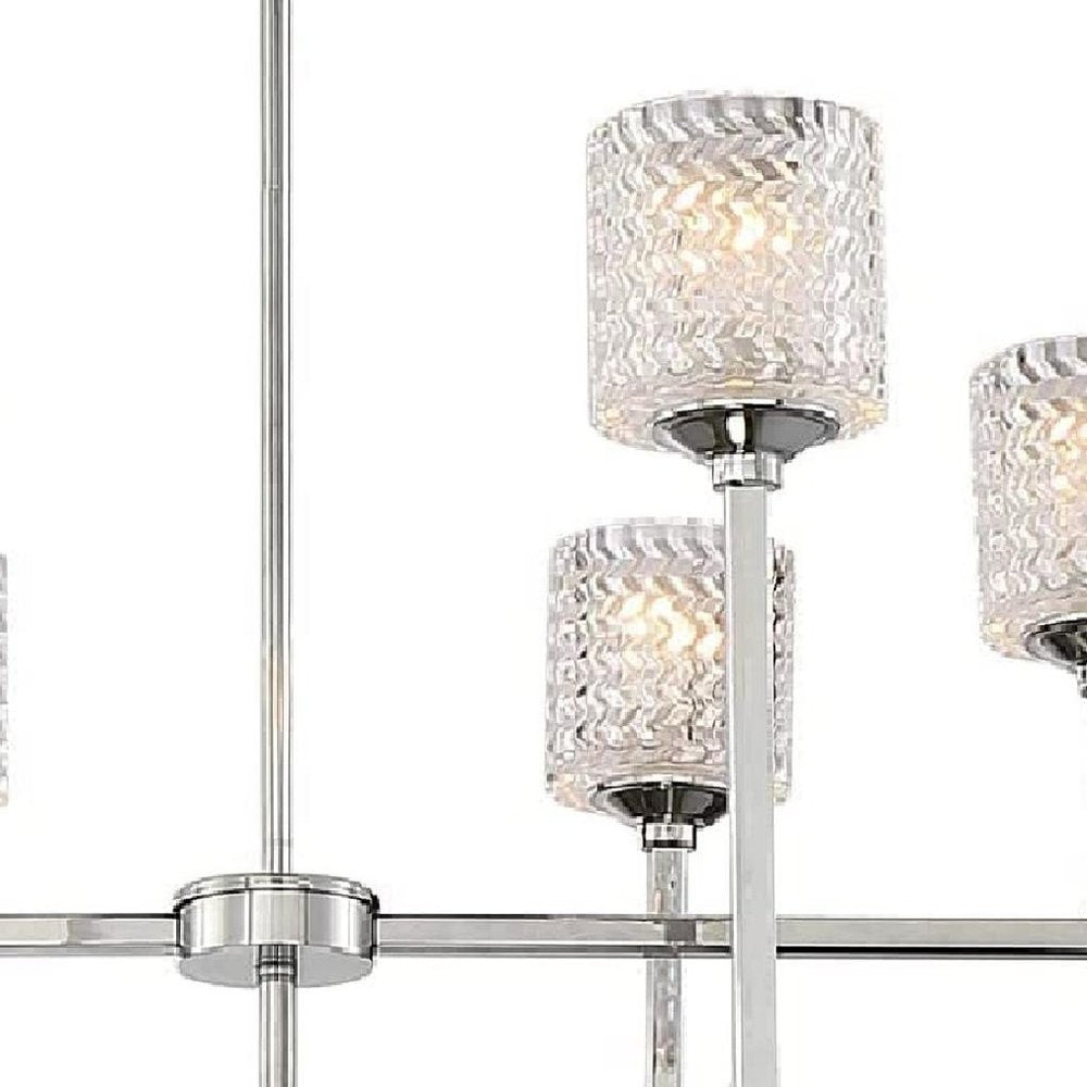 Silver Candle Style Six Light Metal Dimmable Chandelier With Clear Shades — view 5