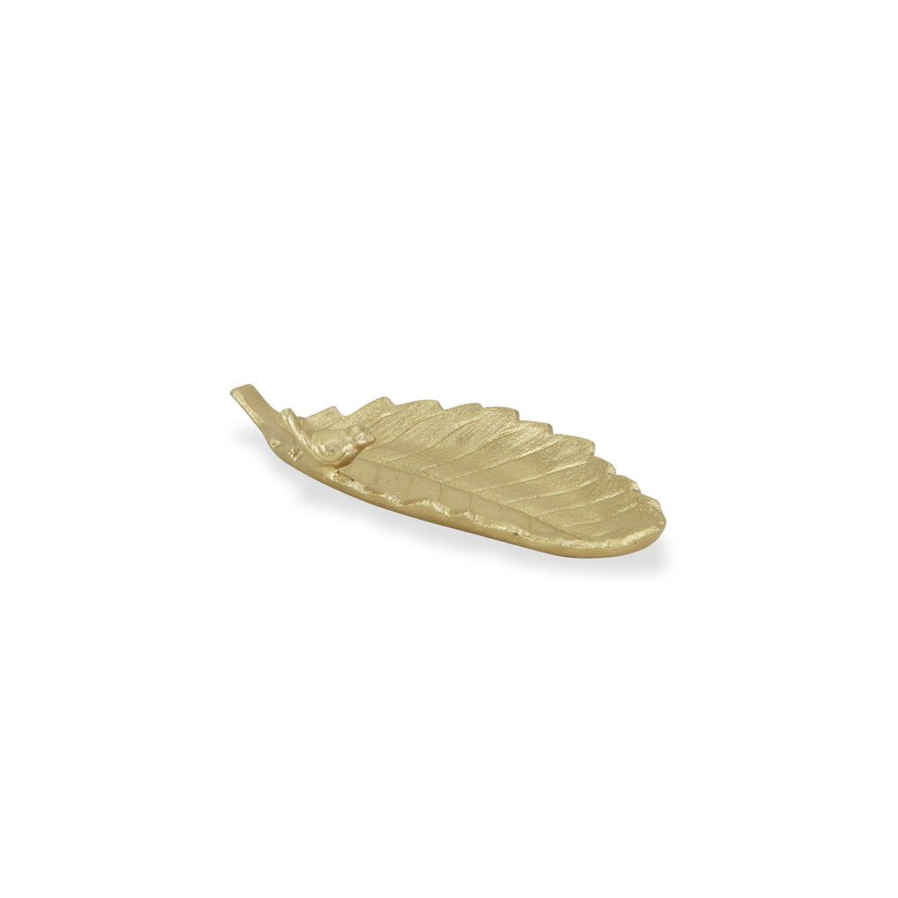10" Gold Cast Iron Leaf Vanity Tray HomeRoots