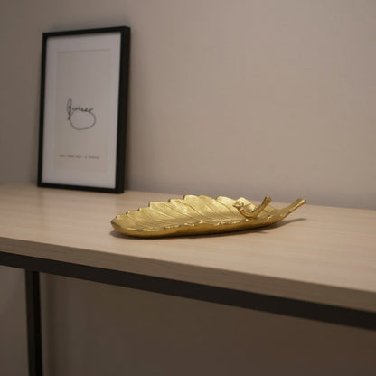 10" Gold Cast Iron Leaf Vanity Tray HomeRoots