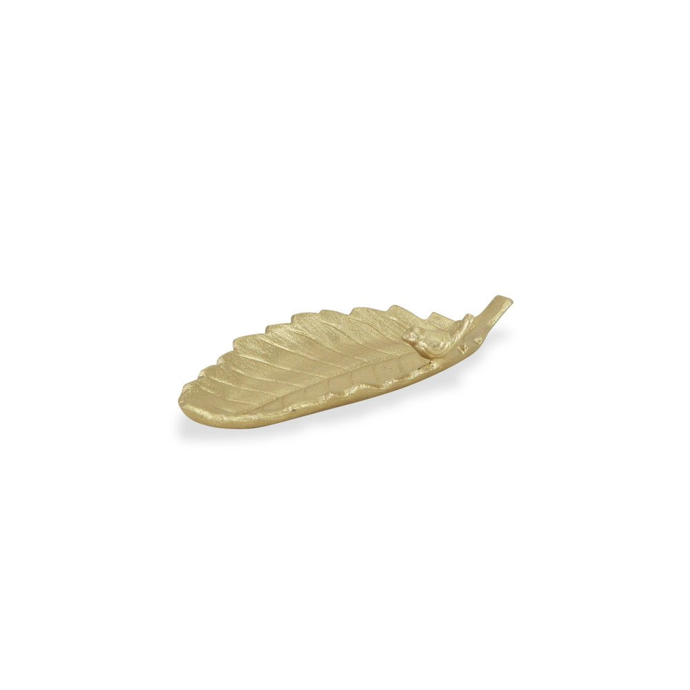 10" Gold Cast Iron Leaf Vanity Tray HomeRoots