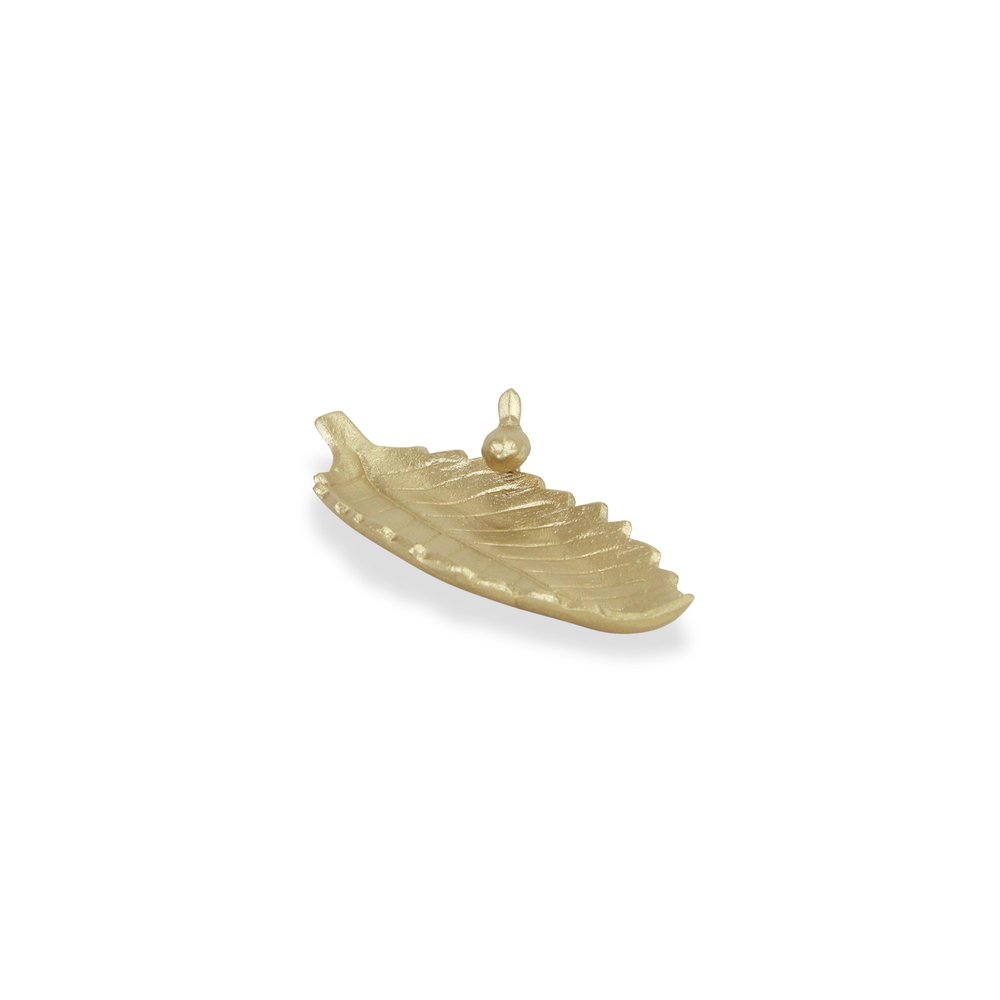 10" Gold Cast Iron Leaf Vanity Tray — view 2