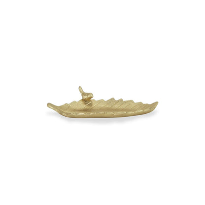 10" Gold Cast Iron Leaf Vanity Tray HomeRoots
